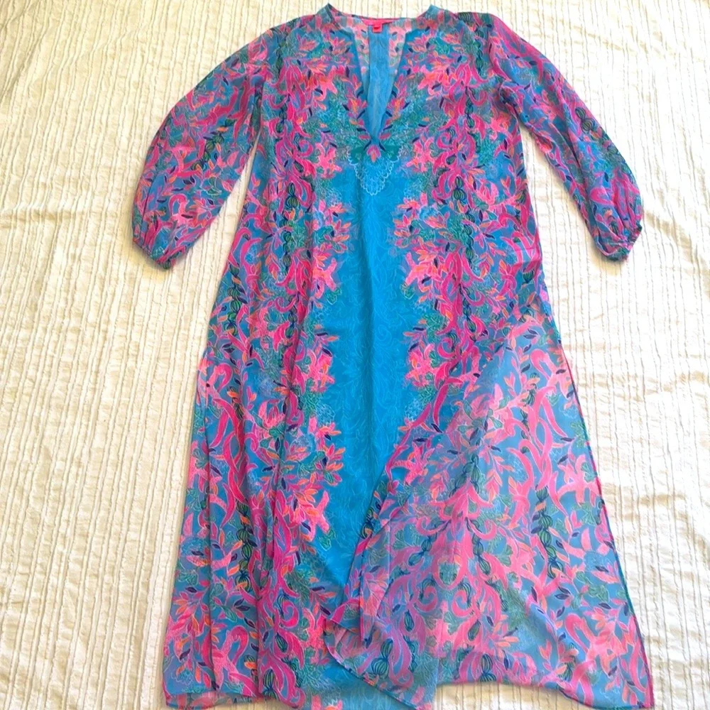 Lilly Pulitzer Frey Long sleeve Maxi Beach Muu Muu sz S M L - Picture 2 of 13